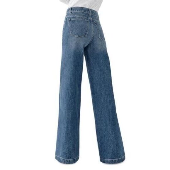 DL1961 Women's Hepburn High Rise Button Fly Denim Wide Leg Strauss Jeans Size 27 - Picture 3 of 11